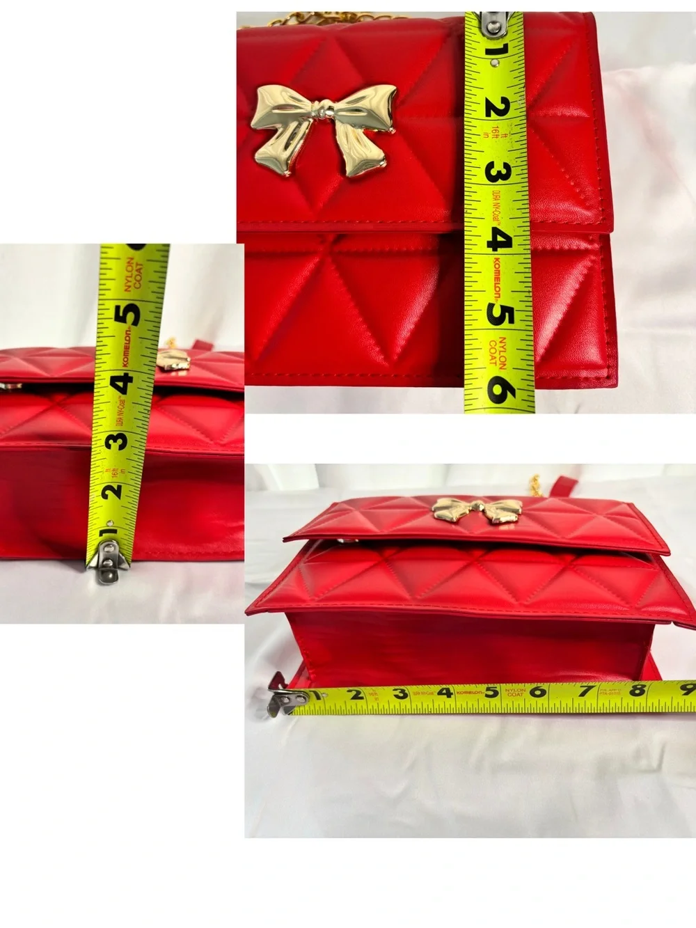 Red Quilted Bow Chain Crossbody with Claire’s White Mini Backpack Set